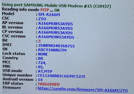Samsung A166M A16 5G Android 14 remover conta google